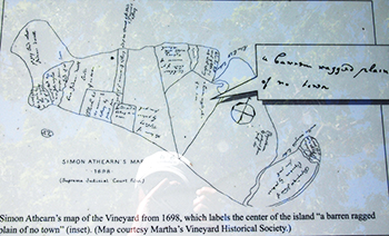 1698 Simon Athearn. "Original" version of his annotated map of Martha's Vineyard.