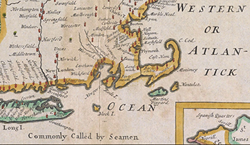 1700 Wells. A New Map of the Most Considerable Plantations of the English In America (Detail).