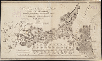1826 U.S. Engineers. Plan for the Cape Cod Canal between Buzzard’s and Barnstable Bays.