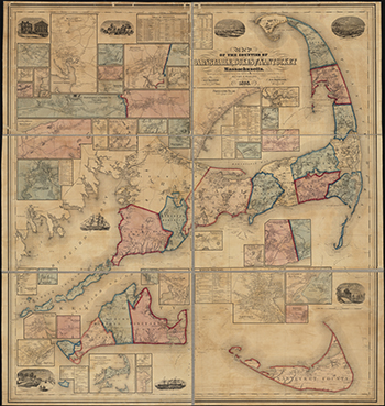 1858 Walling. Barnstable, Dukes and Nantucket Counties.