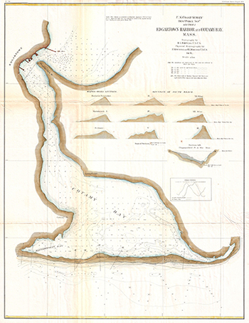 1871 US Coastal Survey. Edgartown Harbor and Cotamy Bay.