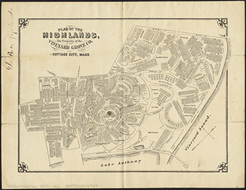 1890 Vineyard Grove Company. Plan of the Highlands, Cottage City.