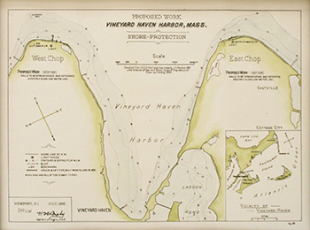 1893 US Engineers. East and West Chop Shore Protection with Vineyard Haven Harbor.