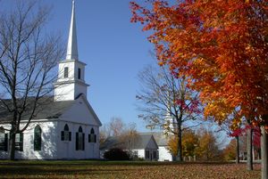 [Sugar maple and Unitarian Church, New Salem.]