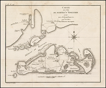 1784 Crèvecœur. Carte De L’Isle de Martha’s Vineyard avec ses dependencies.