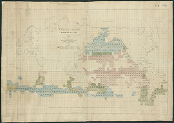 1851 Maury. Global Whaling Chart.