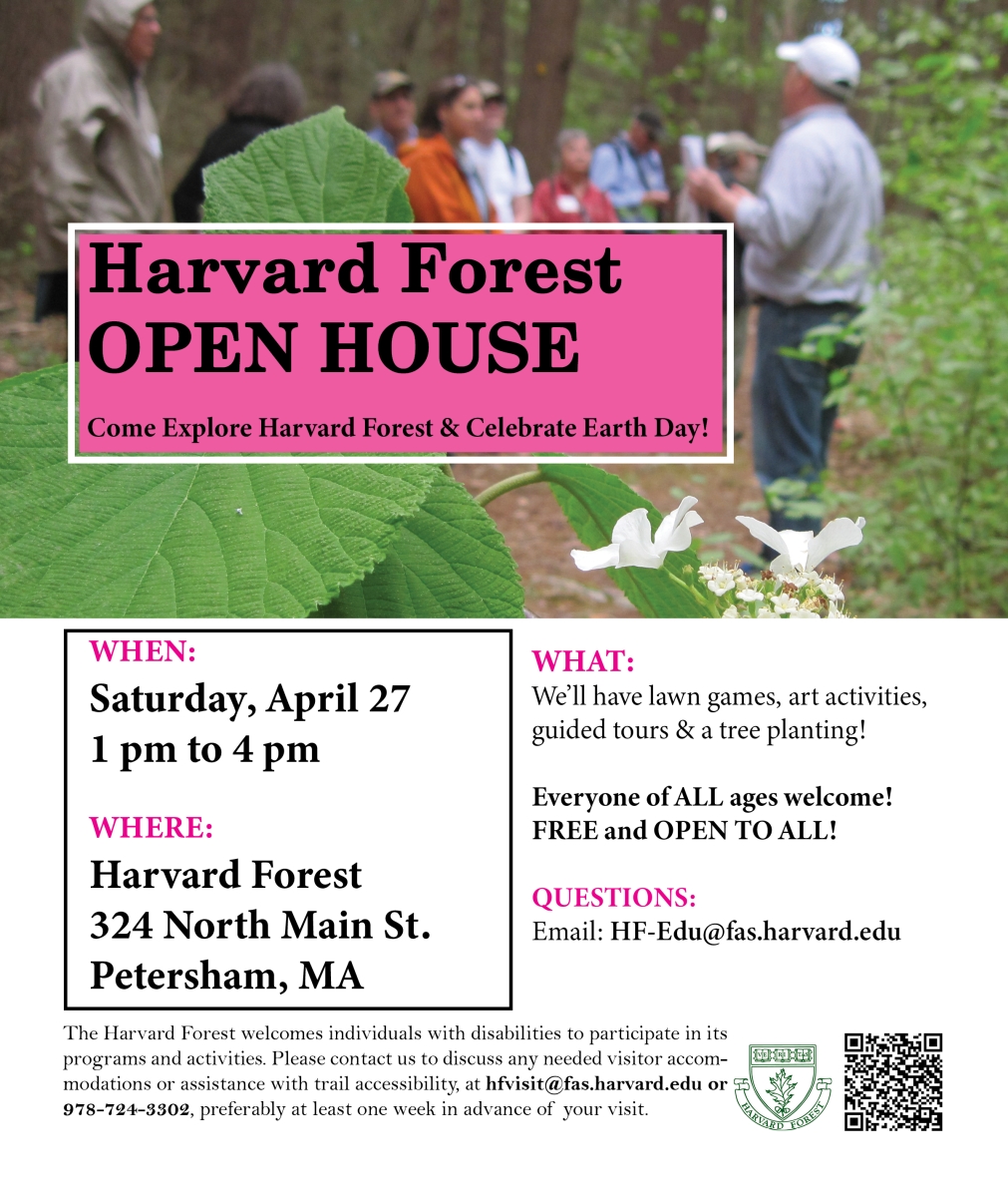 Image shows event flyer with details listed on this page and a hobblebush plant in the background.