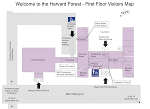 Map of Harvard Forest Meeting Spaces