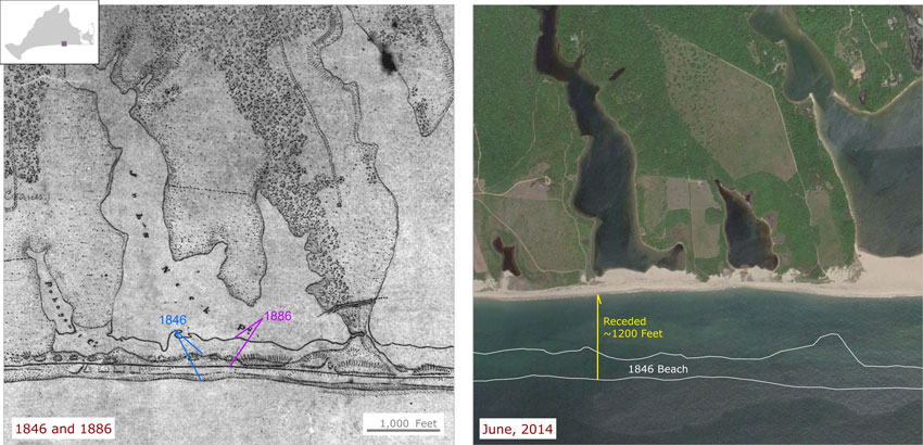 Erosion over time at Jobs Neck