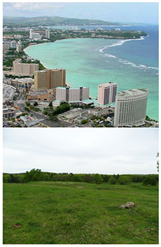 [Views from Tumon Bay, Guam (top) and the Harvard Farm (bottom). Picture credits: John Jocson and Jenny Hobson]