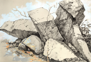 drawing of boulder