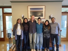 Image shows 2025 Wintersession students, from left to right: Hailey Akey, Spurty Kamath, Eve Farrell, Sophia Rey, Lana Romanova, and Aditya Bhayana. 