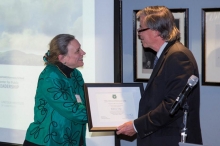 Laurie Patton receiving an award