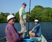 Researchers analyze pollen and spores in lake-sediment core