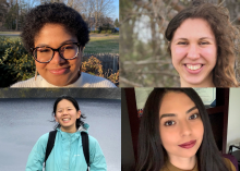 Grid of 4 student award winners: Eleanna Cerda (top left), Elise Miller (top right), Amy Li (bottom left), Jolene Saldivar (bottom right)