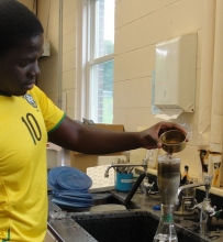 Student working on research in the Torrey Laboratory at Harvard Forest 