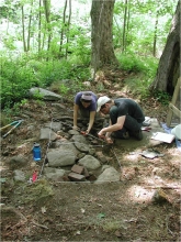 Summer students mapping at Harvard Forest 