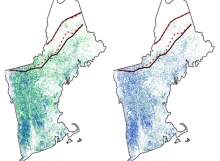 A map of New England.