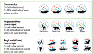 Image shows three scales in terms of grain and extent, from microbe's eye. By Zhanshan (Sam) Ma and Aaron Ellison.