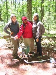 Maya, Joanna, and Claudia using a Portable Photosynthesis System.