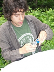 Aaron taking samples